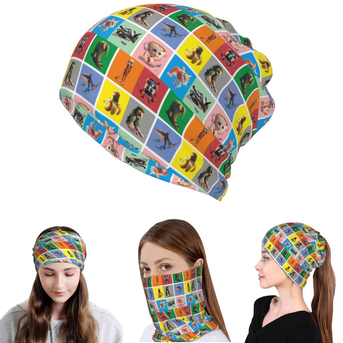 Knit Beanie Hat Warm - Pañuelo multifuncional italiano con diseño de